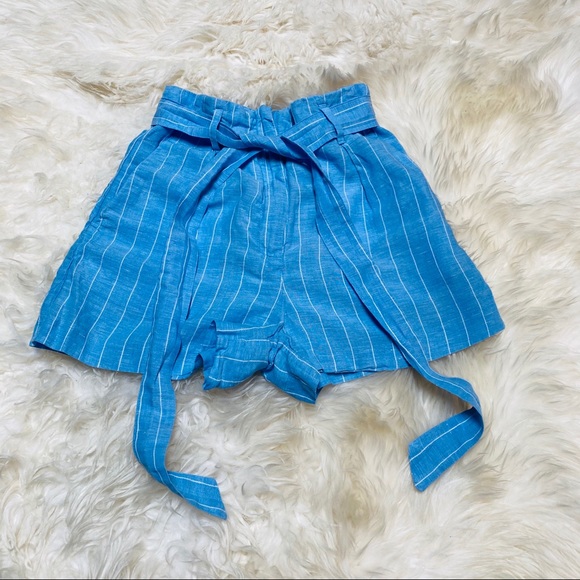 H&M Pants - H&M | Blue & White Pinstriped High-Waisted Shorts